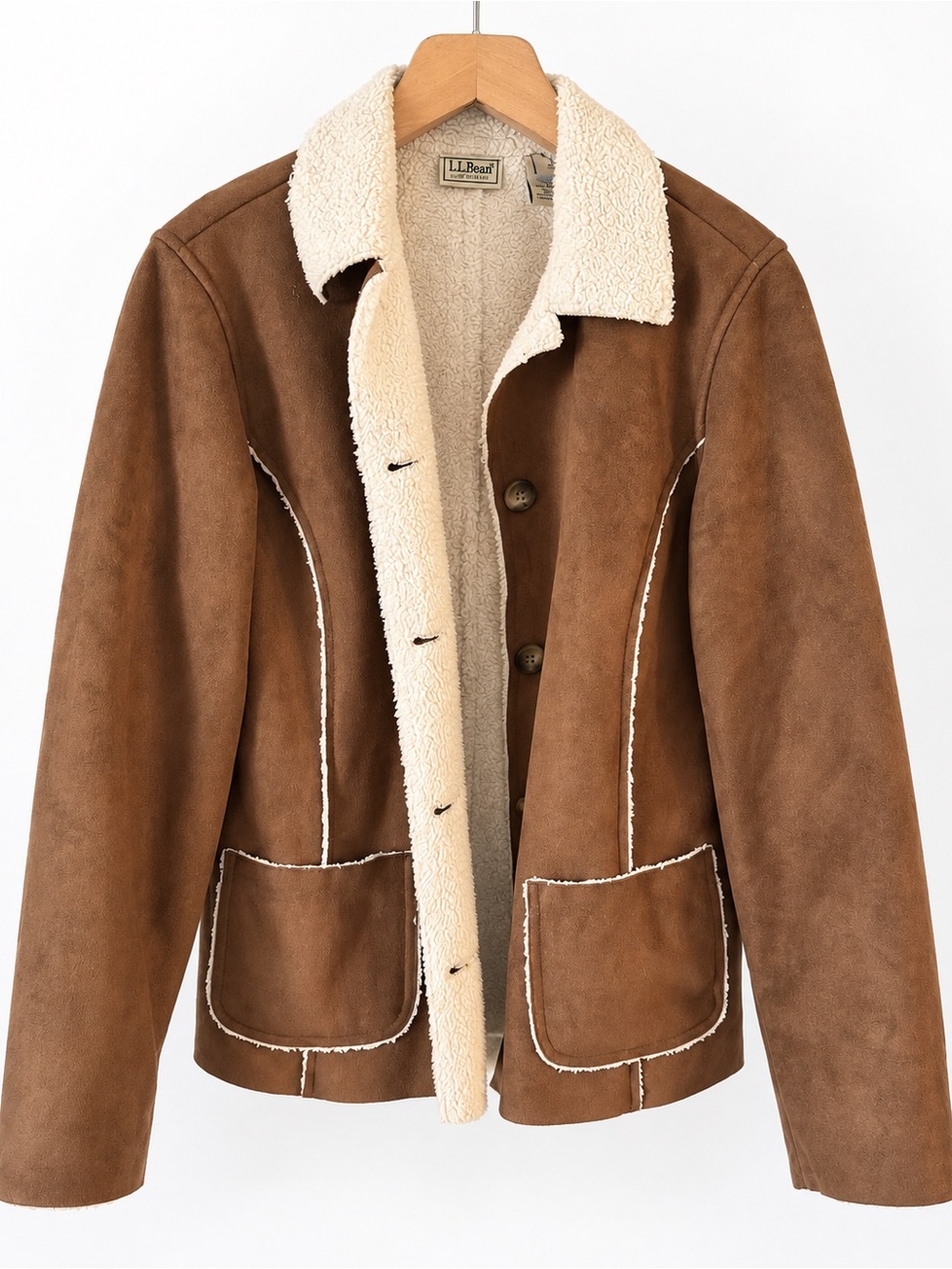 L.L.Bean Women’s M Brown Faux Suede Sherpa Lined Jacket